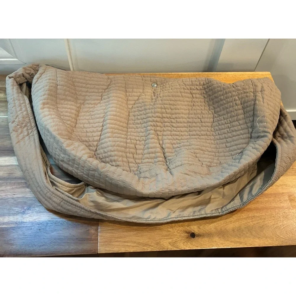 Hipidog Quilted Pet Carrier Sling Bag Taupe Small Dog Cat Padded Shoulder NEW